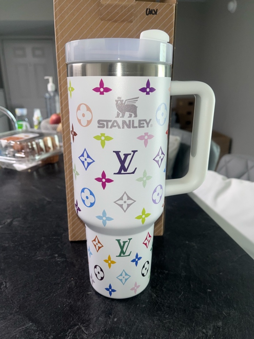 Stanley White Patterned Multicolor Quencher Tumbler Murakami Style - Picture 2 of 7